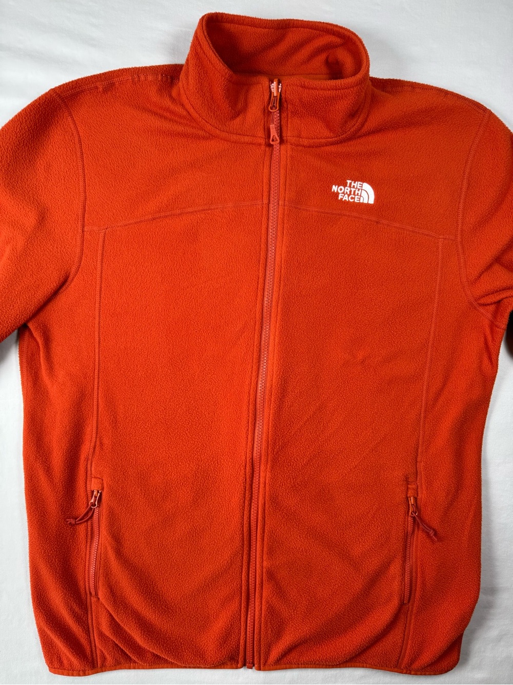 The North Face Orange Full Zip Fleece Jacket Men’s Large - Picture 3 of 12